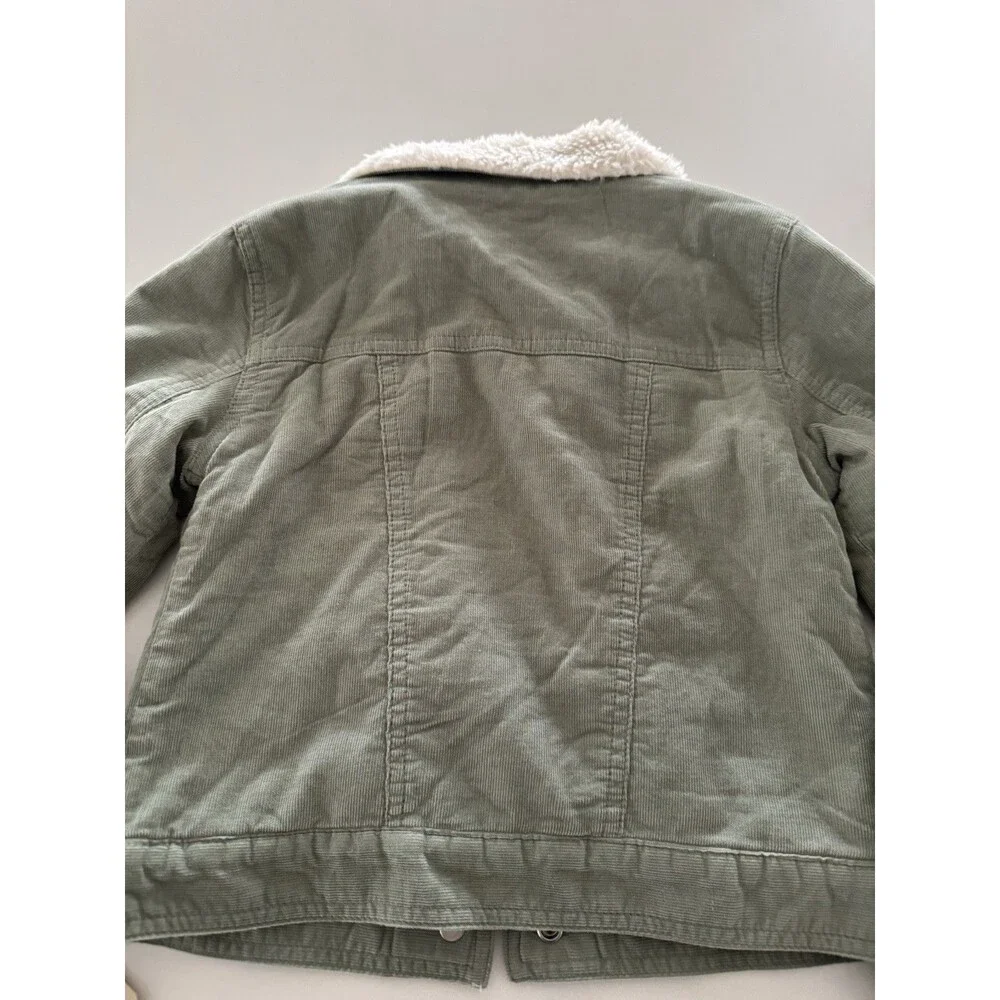 NEW Levis Girls Size 6-7 y Corduroy Trucker Jacket green Sherpa Lined warm cozy